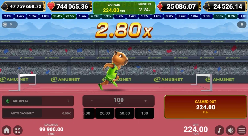 Cashybara Athletics Edition - rút tiền thành công và cộng tiền thắng